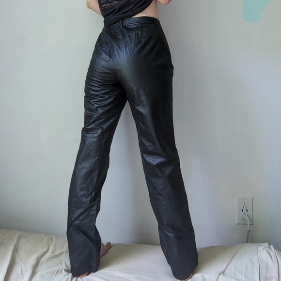 Vintage Nine West 90's Leather Dark Brown Pants - Picture 4 of 4